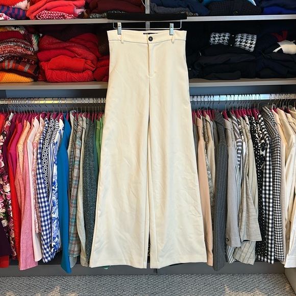 Zara Pants - Zara cream wide leg trousers size S